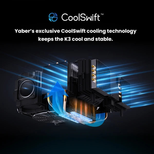 CoolSwift cooling technology on a Yaber Projector K3 that keeps it cool and stable