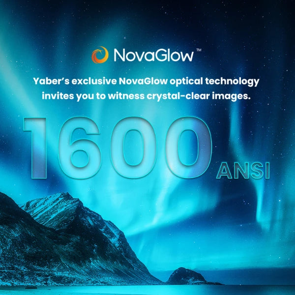 NovaGlow advertisement with Northern Lights and text about their optical technology