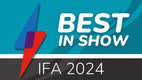 IFA 2024 Best in Show award logo with blue and red geometric shapes on a gradient background.