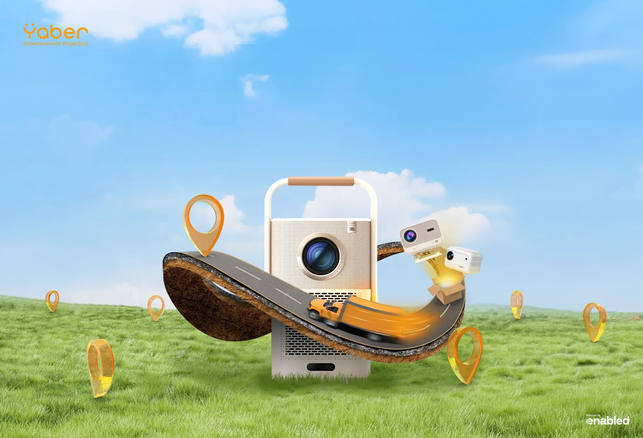 Different Yaber Projectors Models that shows shipping in different locations.