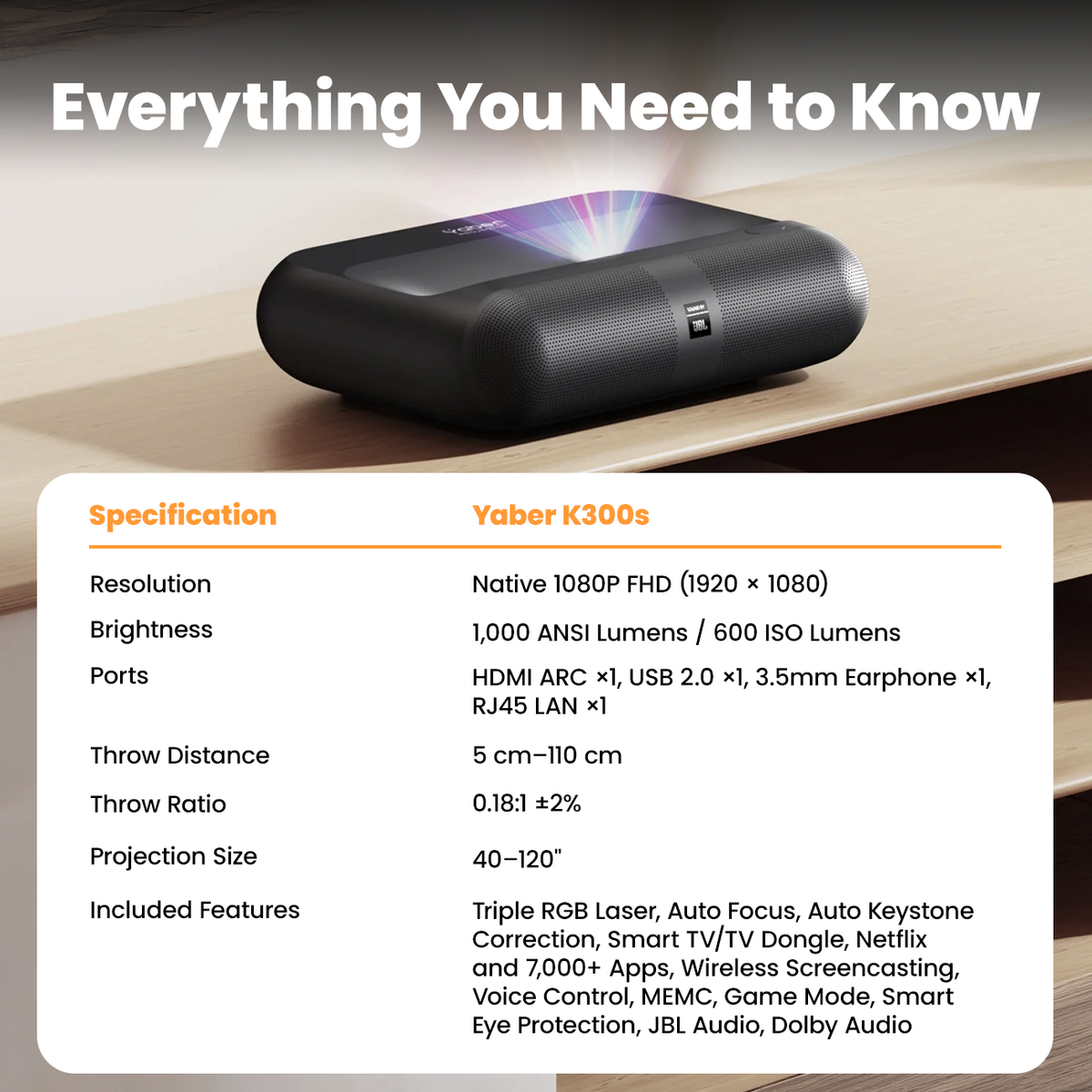 Yaber Entertainment Projector K300s