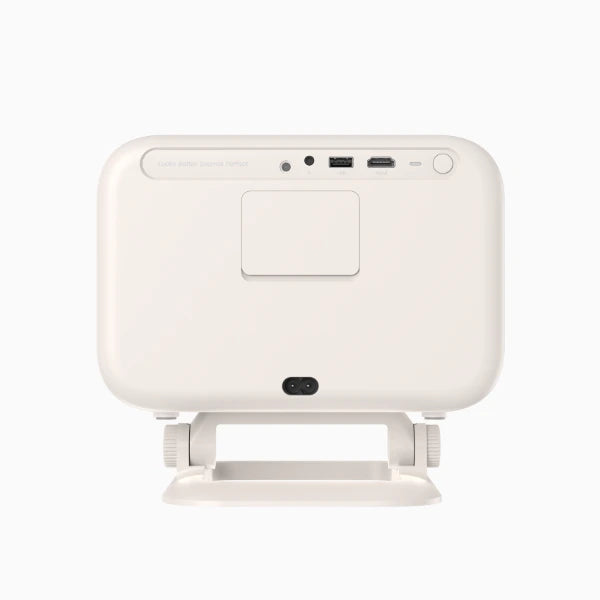 White Yaber L2 Plus Projector with ports on a white background